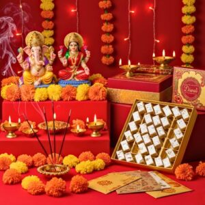 Divine Diwali Pooja & Sweet Gift Hamper – Lakshmi Ganesh Edition