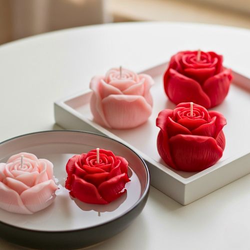 Elegant Rose Blossom Floating Candle Set Of (4 pcs)
