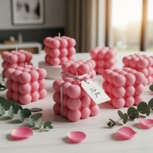 Modern Bubble Cube Candles – Set of 2