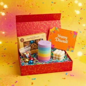 Vibrant Diwali Hamper with Rainbow Candle & Treats